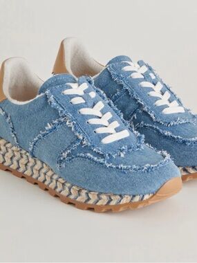 Dolce Vita Ayita Lace-Up Frayed Retro Denim Sneakers
